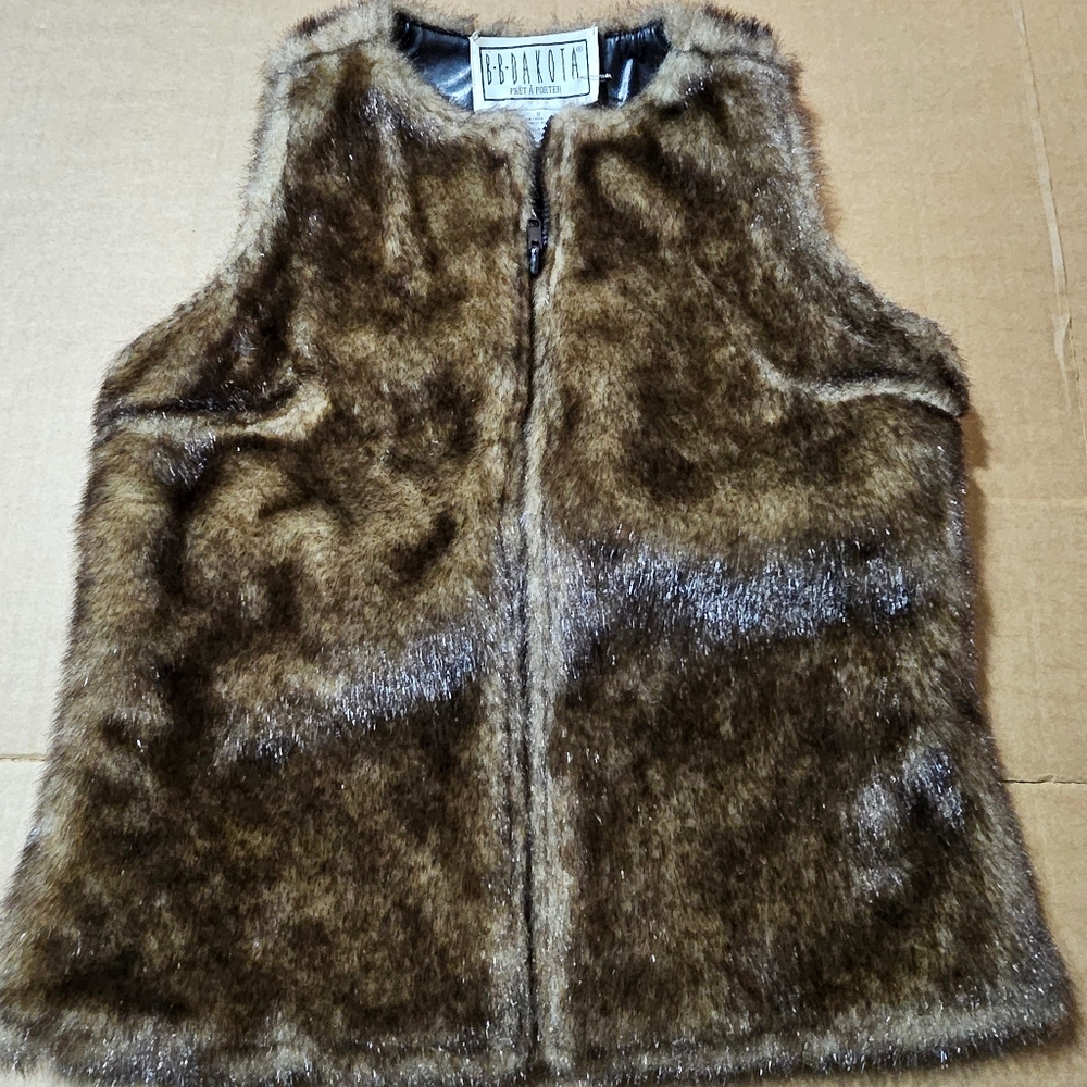 B Dakota Reversible Faux Fur Vest‎ Faux Leather Pret A Porter Women Size Small
